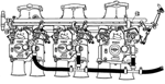 Triple DCOE Weber linkage kit (Hex shaft)